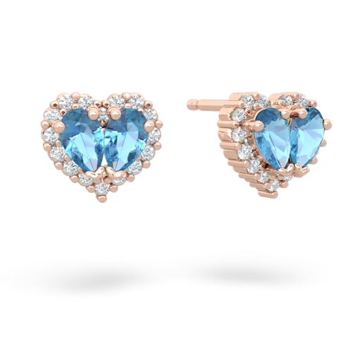 blue topaz halo-heart earrings