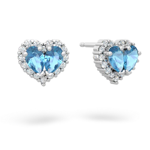 blue topaz halo-heart earrings