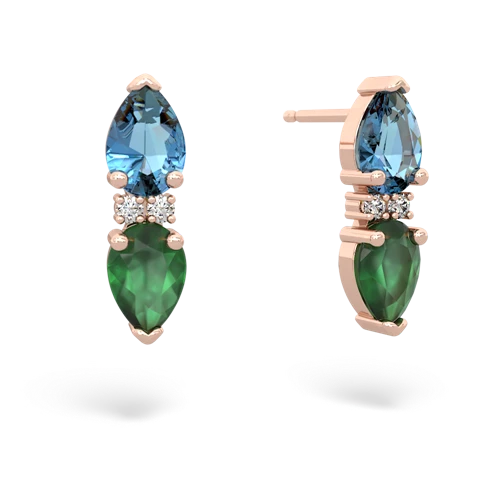 blue topaz-emerald bowtie earrings