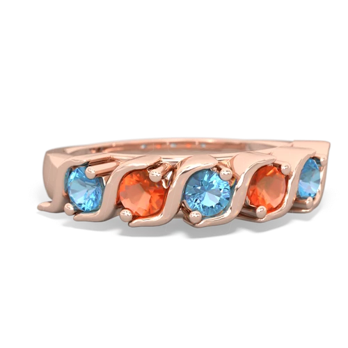 blue topaz-fire opal timeless ring