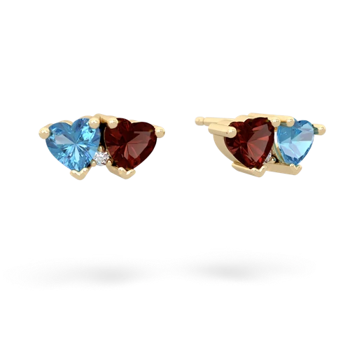 blue topaz-garnet  earrings