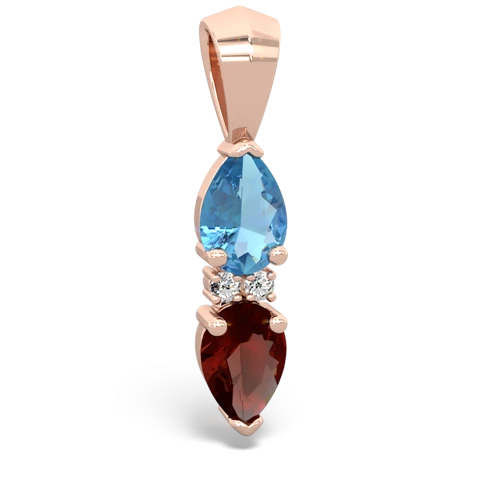 blue topaz-garnet bowtie pendant