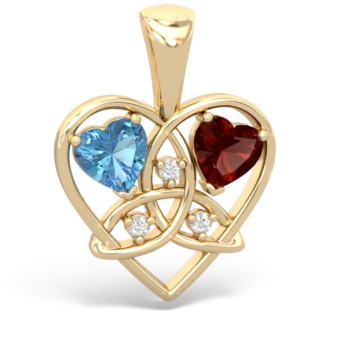 blue topaz-garnet celtic heart pendant