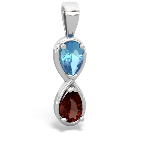 blue topaz-garnet infinity pendant