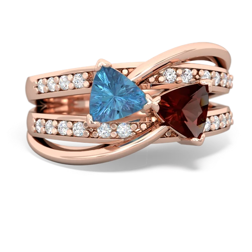 blue topaz-garnet couture ring