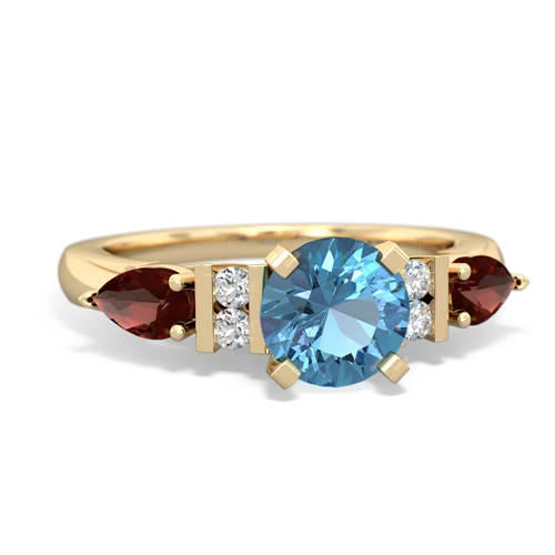 blue topaz-garnet engagement ring