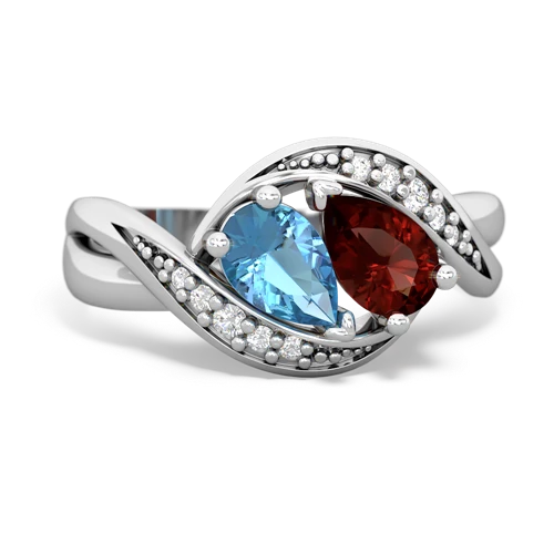 blue topaz-garnet keepsake curls ring