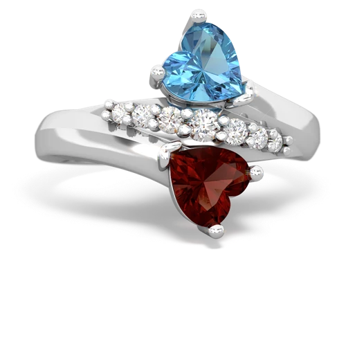 blue topaz-garnet modern ring