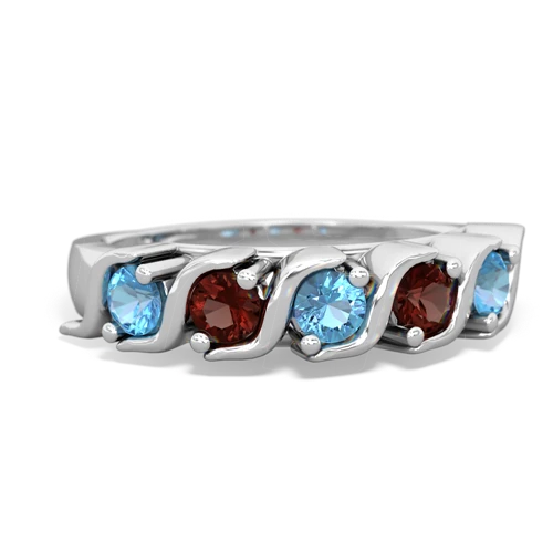 blue topaz-garnet timeless ring