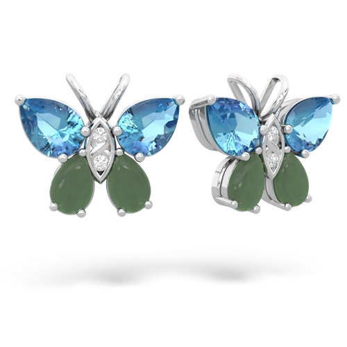 blue topaz-jade butterfly earrings