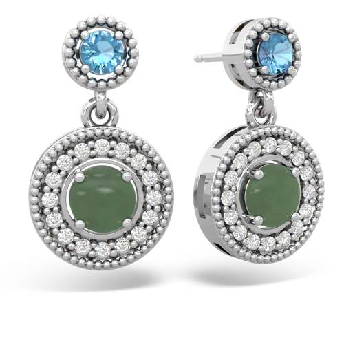 blue topaz-jade halo earrings