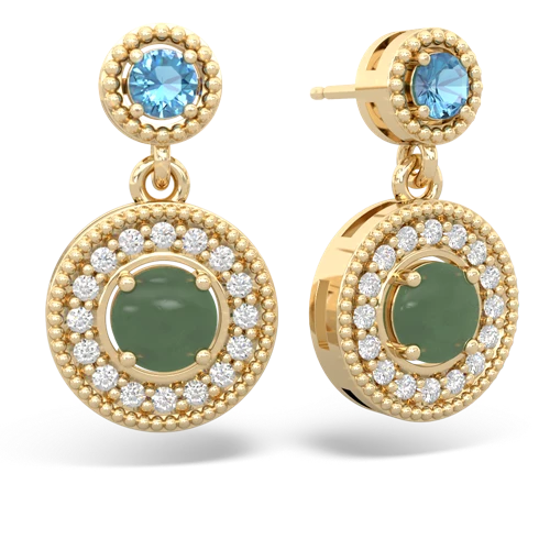 blue topaz-jade halo earrings