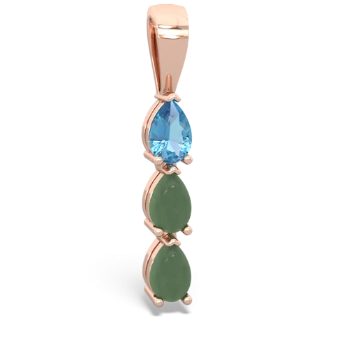 blue topaz-jade three stone pendant