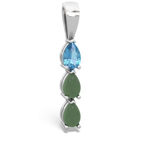 blue topaz-jade three stone pendant