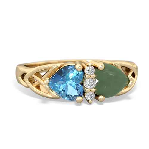 blue topaz-jade celtic ring