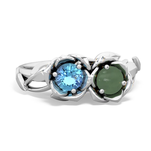 blue topaz-jade roses ring