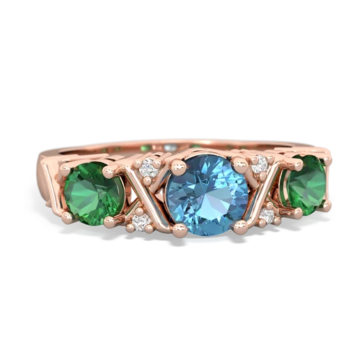 blue topaz-lab emerald timeless ring