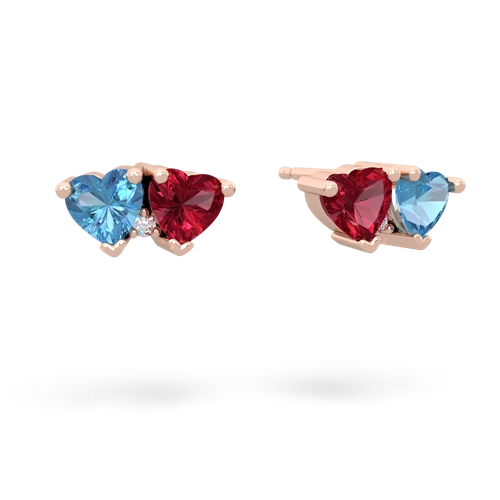 blue topaz-lab ruby  earrings