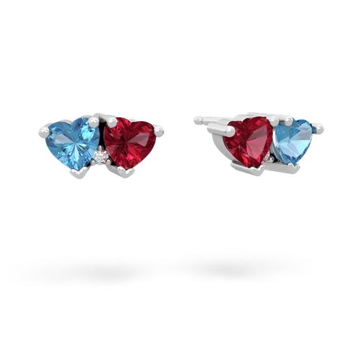 blue topaz-lab ruby  earrings