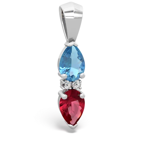 blue topaz-lab ruby bowtie pendant