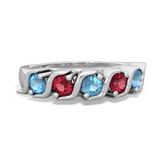 blue topaz-lab ruby timeless ring