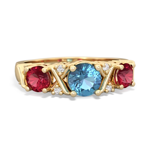 blue topaz-lab ruby timeless ring