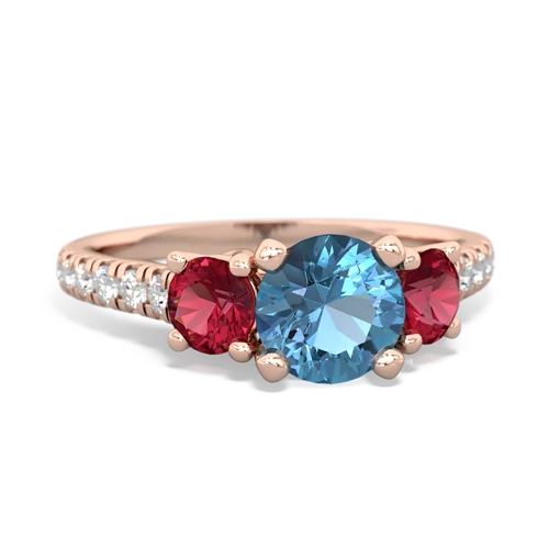 blue topaz-lab ruby trellis pave ring