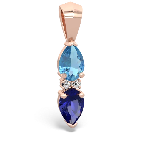 blue topaz-lab sapphire bowtie pendant
