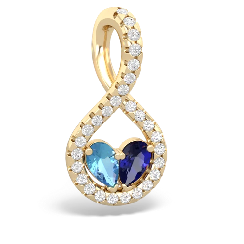 blue topaz-lab sapphire pave twist pendant