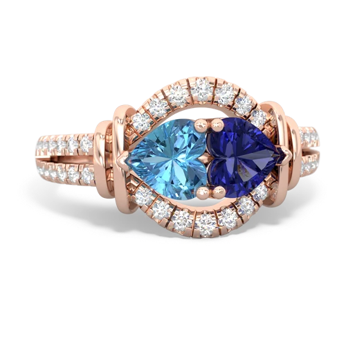 blue topaz-lab sapphire pave keepsake ring