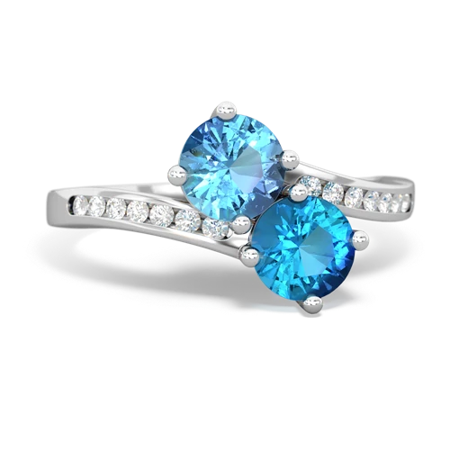 blue topaz-london topaz two stone channel ring