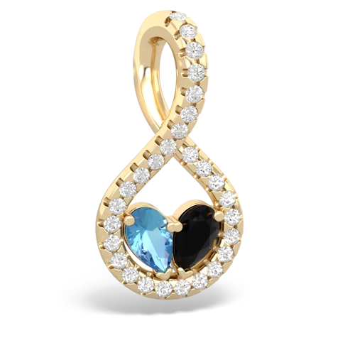 blue topaz-onyx pave twist pendant