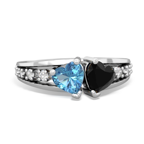blue topaz-onyx modern ring