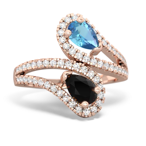 blue topaz-onyx pave swirls ring