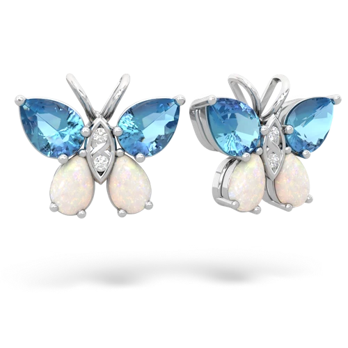 blue topaz-opal butterfly earrings