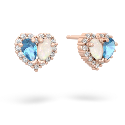 blue topaz-opal halo-heart earrings