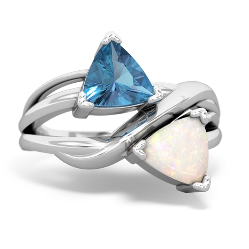 blue topaz-opal filligree ring