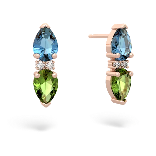 blue topaz-peridot bowtie earrings