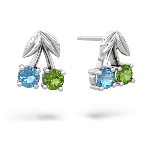 blue topaz-peridot cherries earrings