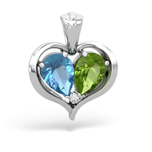 blue topaz-peridot half heart whole pendant