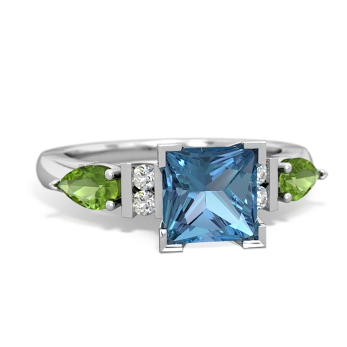 blue topaz-peridot engagement ring