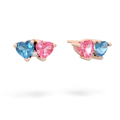 blue topaz-pink sapphire  earrings