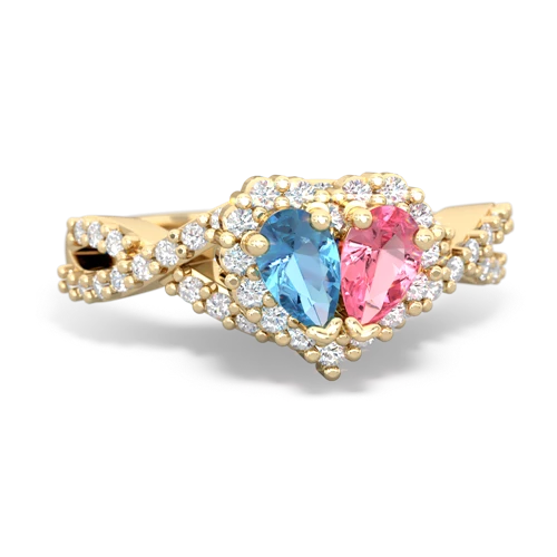 blue topaz-pink sapphire engagement ring