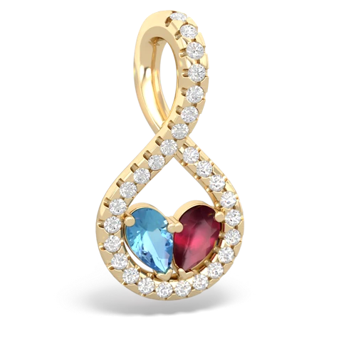 blue topaz-ruby pave twist pendant