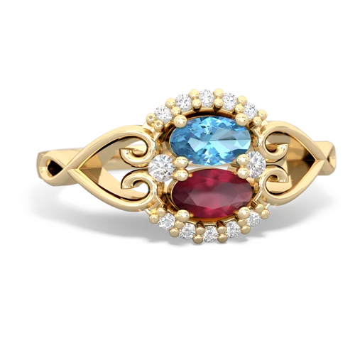 blue topaz-ruby antique keepsake ring