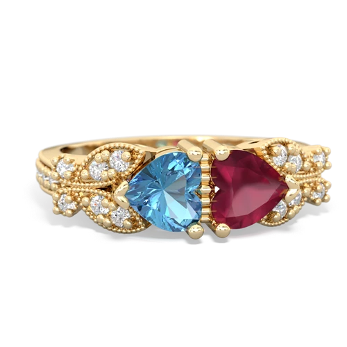 blue topaz-ruby keepsake butterfly ring