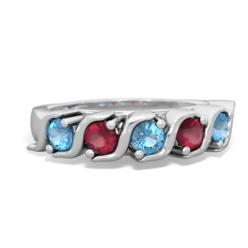 blue topaz-ruby timeless ring