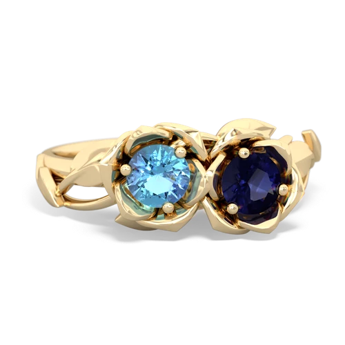 blue topaz-sapphire roses ring