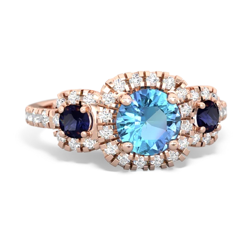 blue topaz-sapphire three stone regal ring