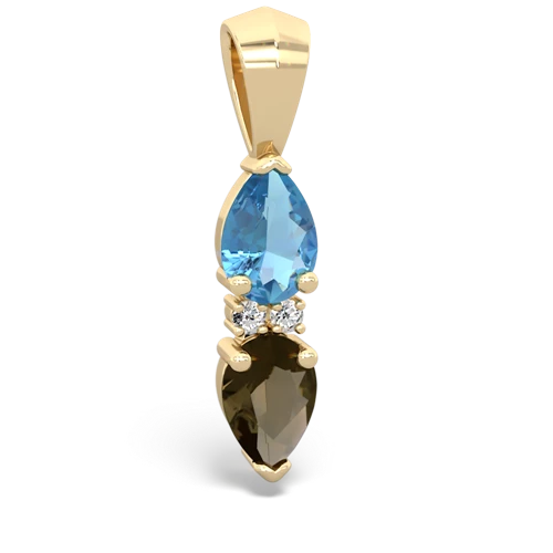 blue topaz-smoky quartz bowtie pendant